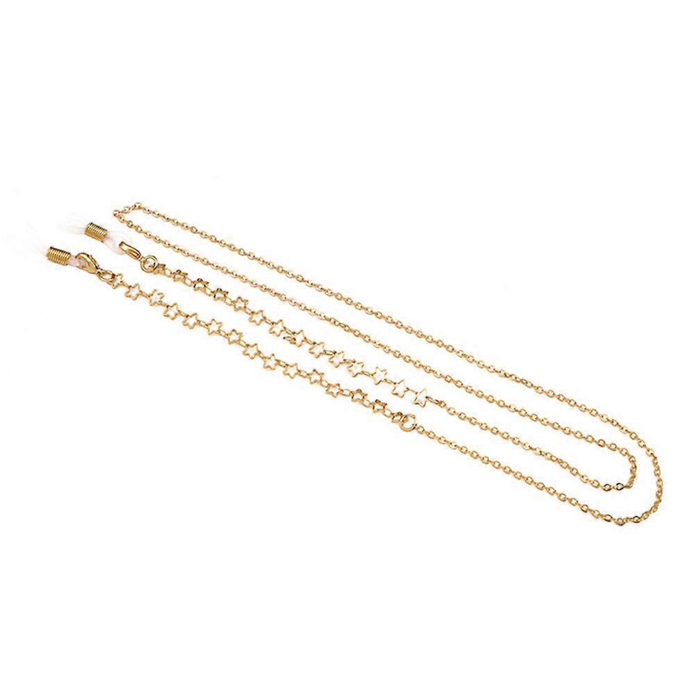 Eyeglass Cords Prevent Falling Metal Eyewear Strap Golden Hollow Star Traveling Outdoor Activities 79x0.5x0.3cm 1Pack