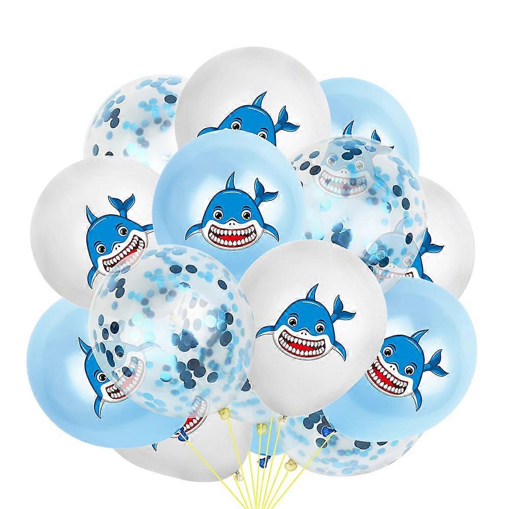 Shark Latex Balloons Decorative Party Decoration Shark Shape Assorted Color 15Pcs