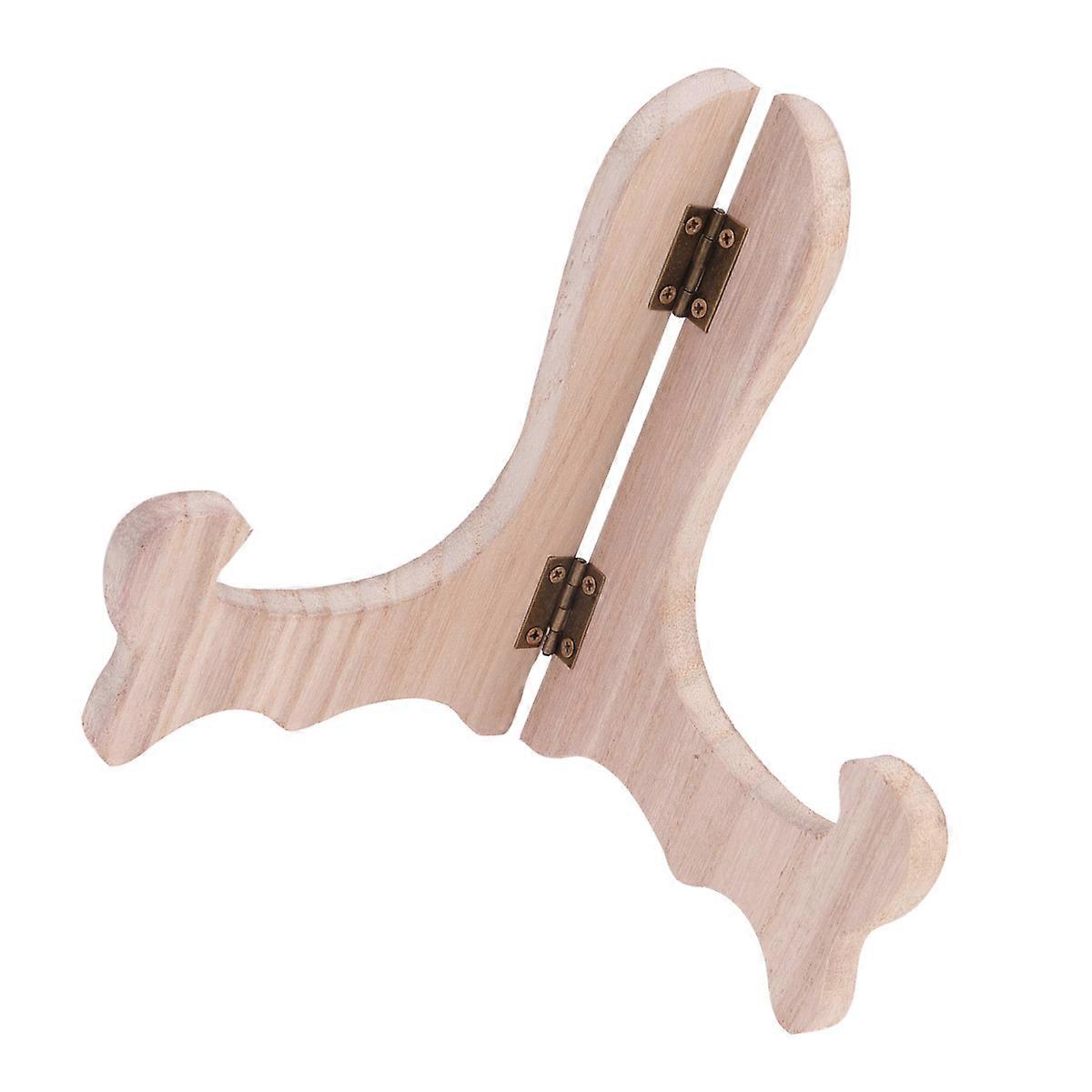 4PCS Plate Tea Cake Display Stand Tea Biscuit Dish Easel Rack Desktop Display Holder for Home Party Shop Size L Paulownia Color
