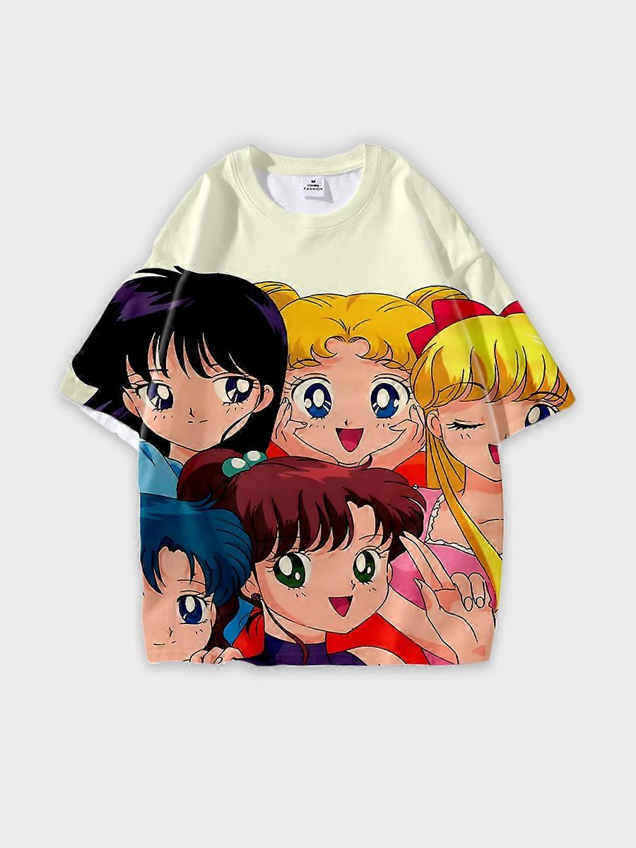 T-shirt round neck Role Pattern loose short sleeve D2300