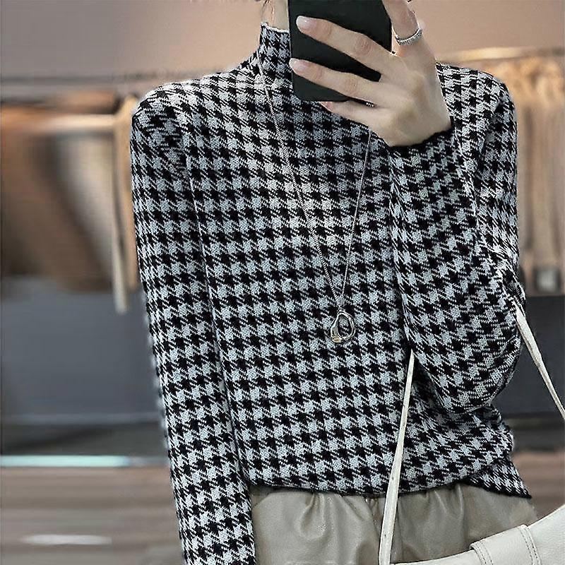 Pullover Sweater Autumn and Winter Woolen Sweater Women Half High Collar Sweater Long Sleeve Knitted Sweater Pullover Female