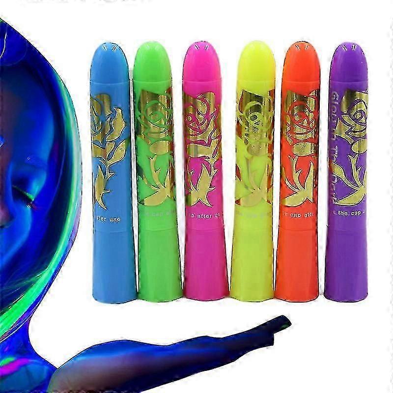 グローボディペイントウォッシャブルネオンペイントスティック6個誕生日マルディグラ仮面舞踏会ハロウィーンパーティー用メイクアップ用品