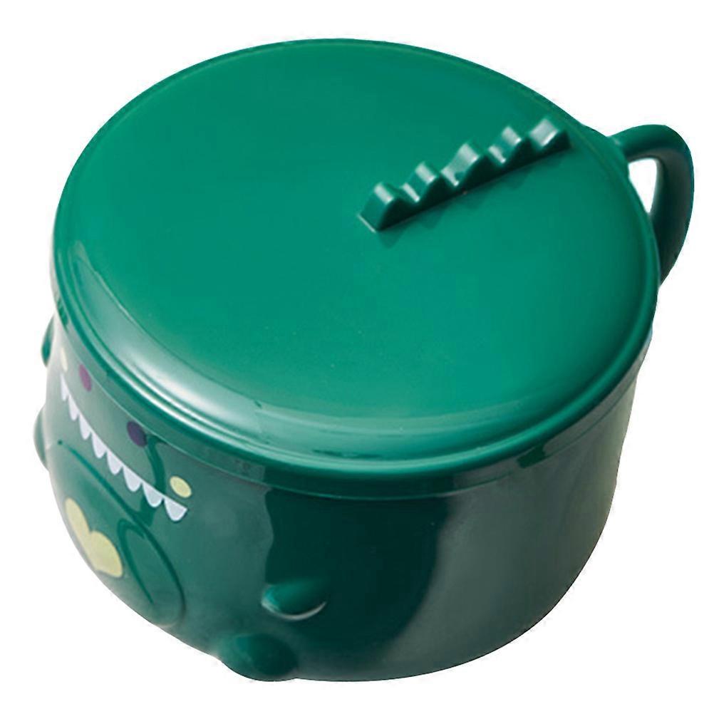 Portable Insulated Noodle Bowl with Lid Green Stainless Steel AntiScald Soup Bowl for Home Use 15 oz