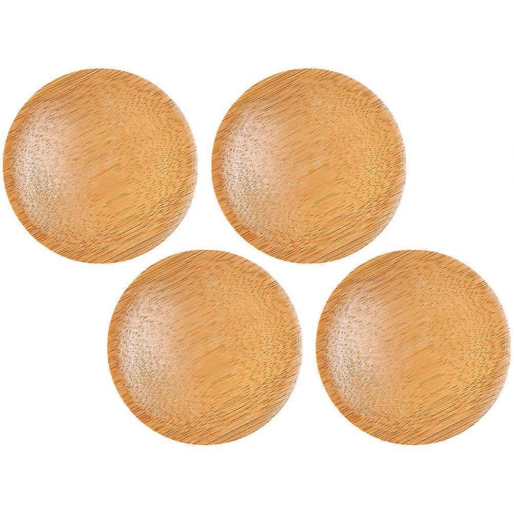 4pcs Round Bamboo Coasters Drink Small Bamboo Saucers Coffee Table Coasters