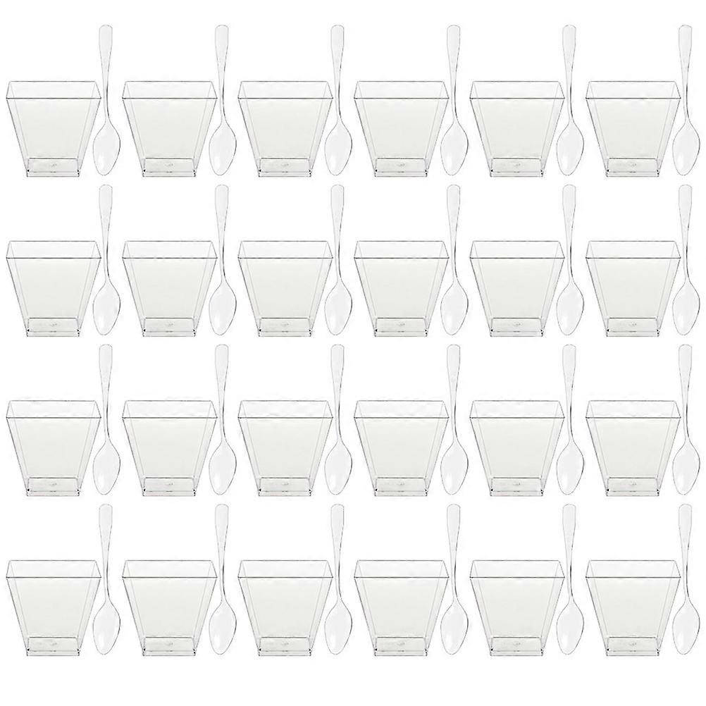 Dessert Cups with Spoons Perfect for Parfaits and Mousse Made from Lightweight Material White Color 50 Sets