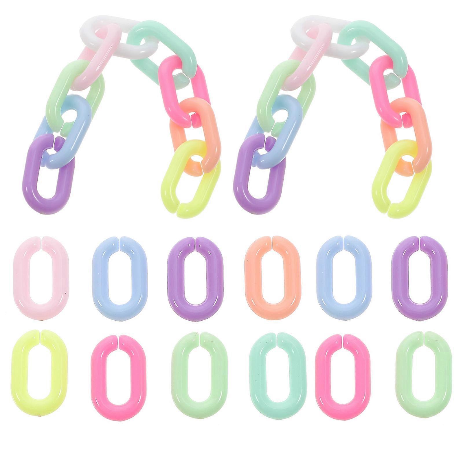 200pcs Macaron Color Acrylic Chain Links for DIY Crafts Easy Connect & Reusable for Bags, Phone Chains, and Jewelry Making