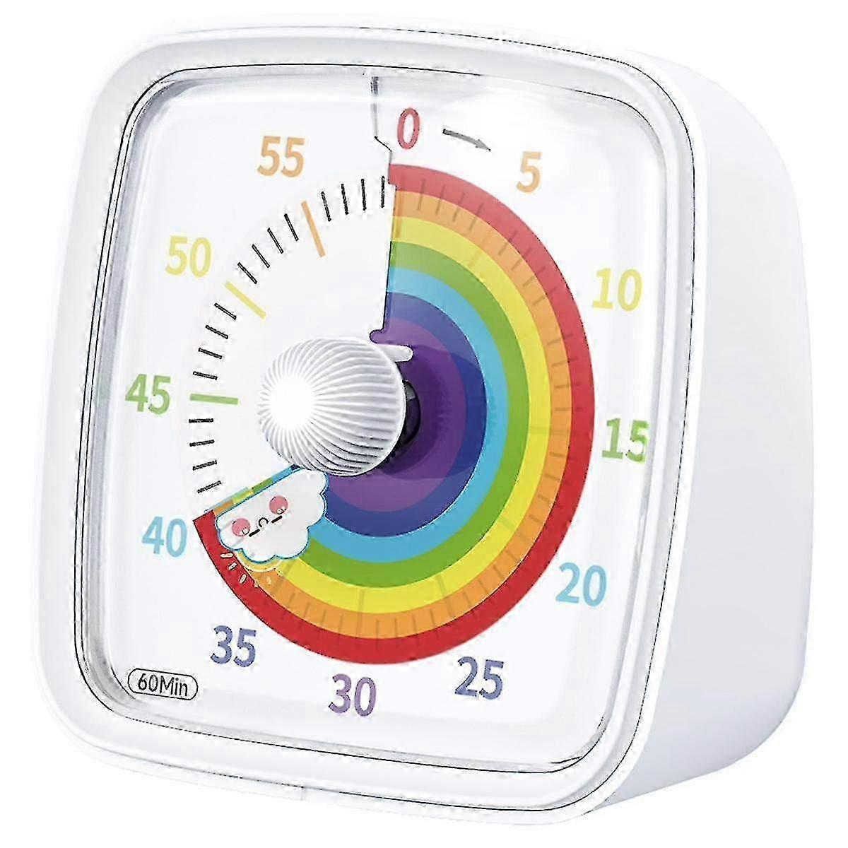Cronometru vizual cu numărătoare inversă de 60 de minute cu lumină de noapte și model curcubeu - Cronometru Pomodoro pentru copii și adulți de Yalo
