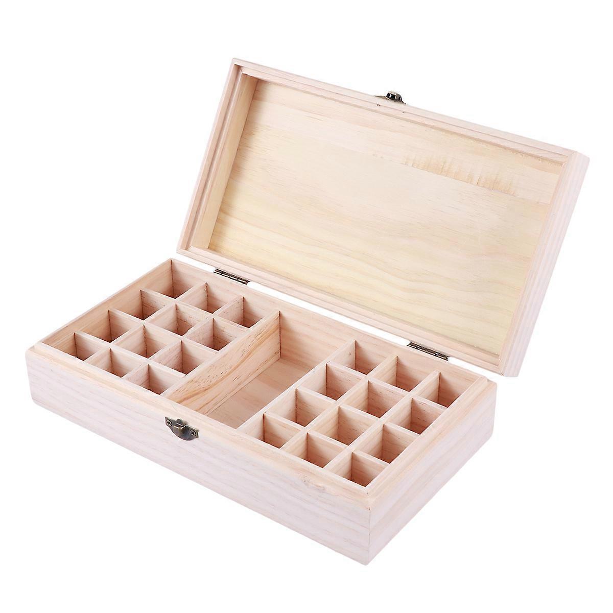 Wooden Essential Oil Bottle Box for Storage Use Light Brown Portable Travel Organizer Holds 24+1