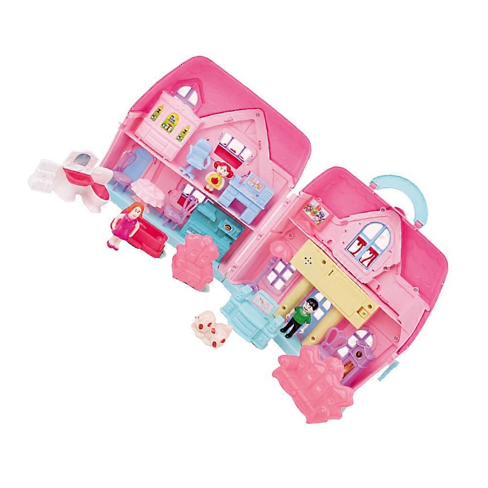 Pink Plastic House Kit for Kids with Furniture DIY Mold Toy 1 Set