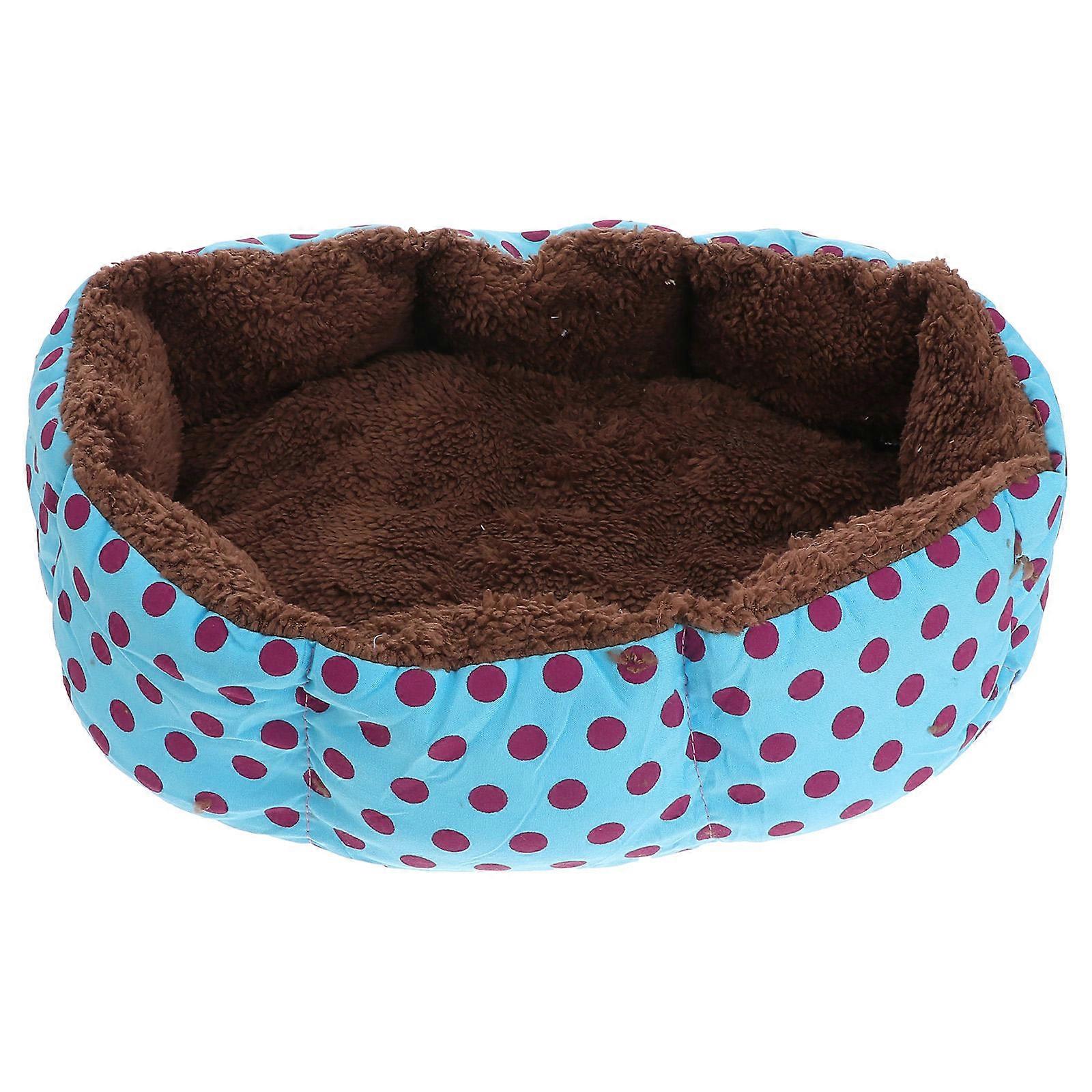 Soft Cotton Pet Bed House for Dog Puppy Cat Octagonal Shape Nest Size S Blue