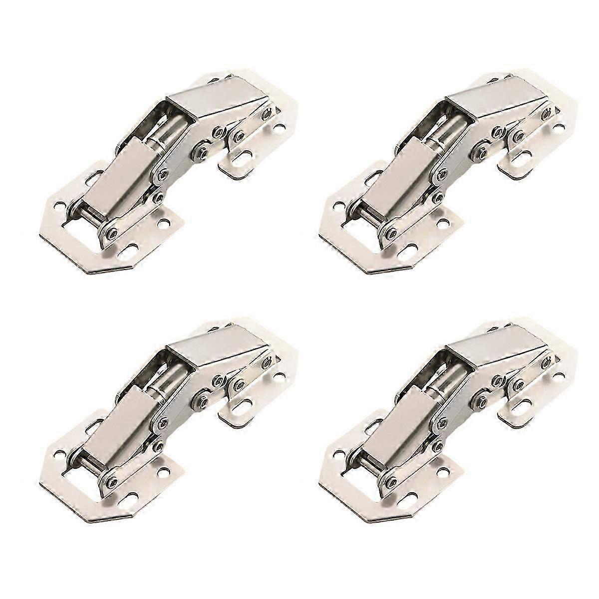 Set of 4 Soft Close Hydraulic Silent Hinges for Frameless Cabinets - Easy Installation Damping Hinges for Smooth Closing