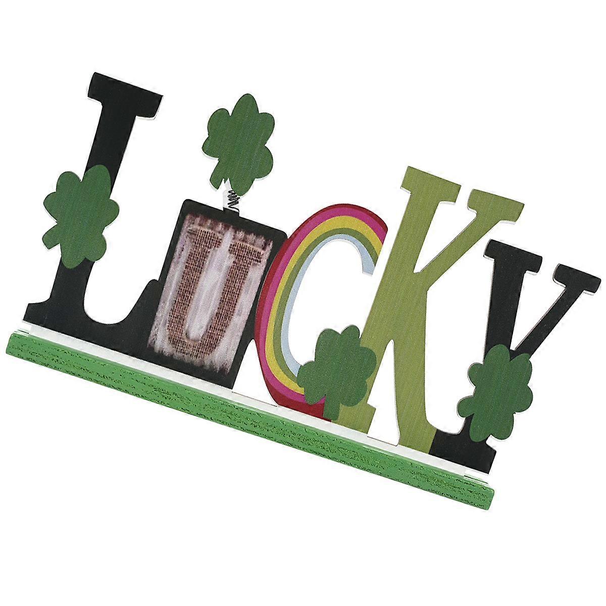 Patrick's Day Wooden Table Sign 20x13cm Rectangular Centerpiece Decorative Item 1Set