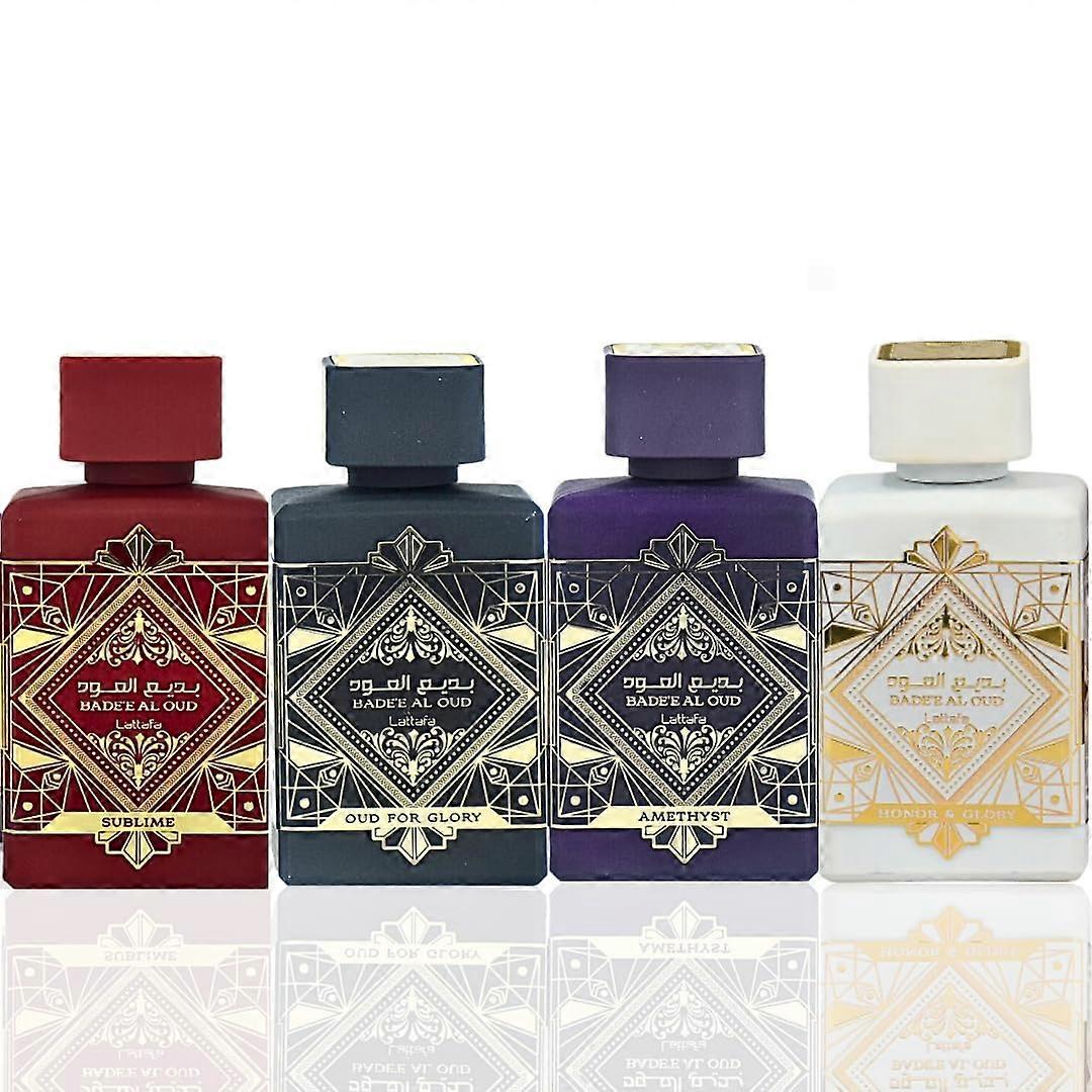 Lattafa Bundle Pack - Amethyst, Sublime, Honor & Glory, Oud For Glory Edp - 100ml (3.4 Oz) (4-pack)
