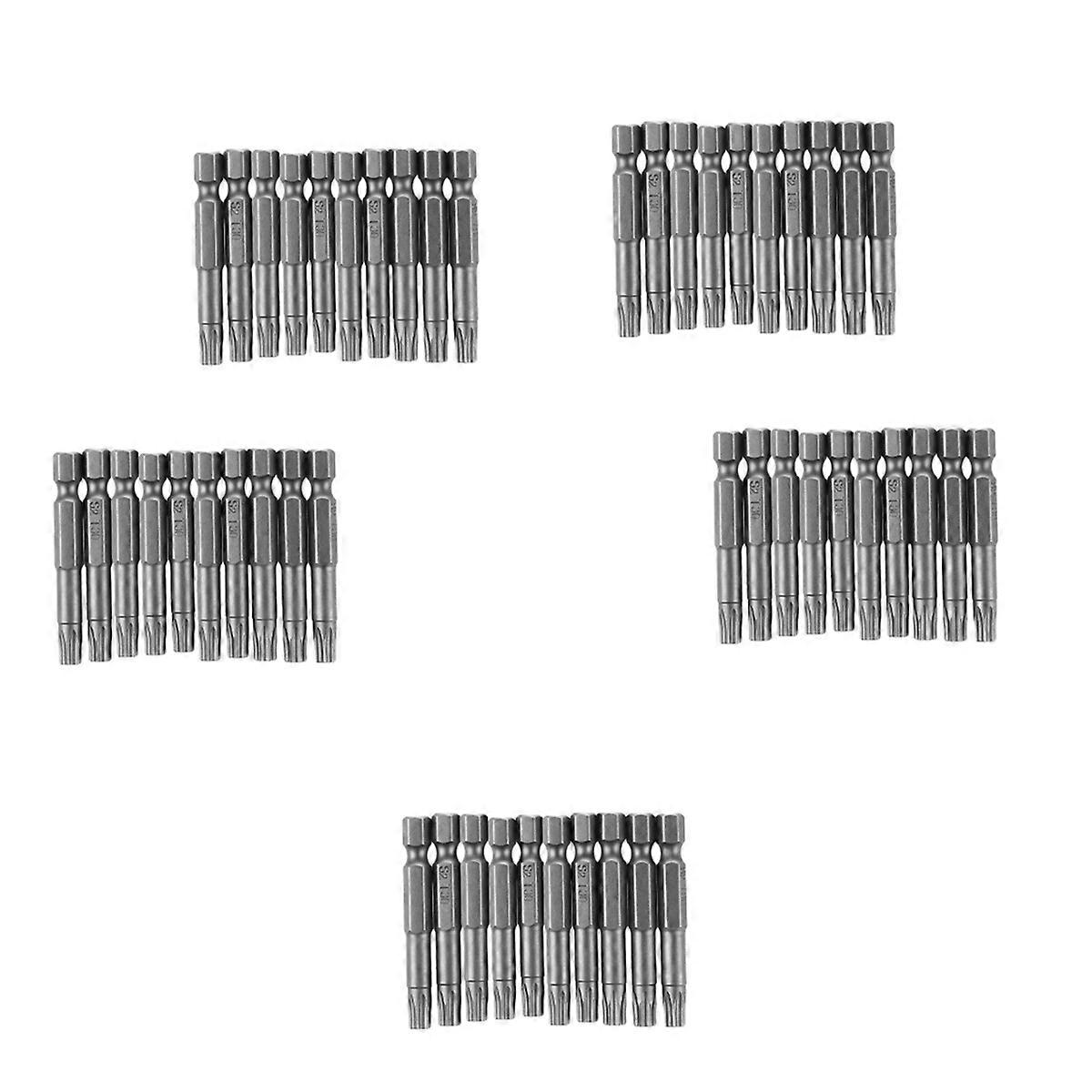 6mm T30 Head 50mm Long Magnetic Torx Screwdriver Insert Bits Tool 50 Pcs