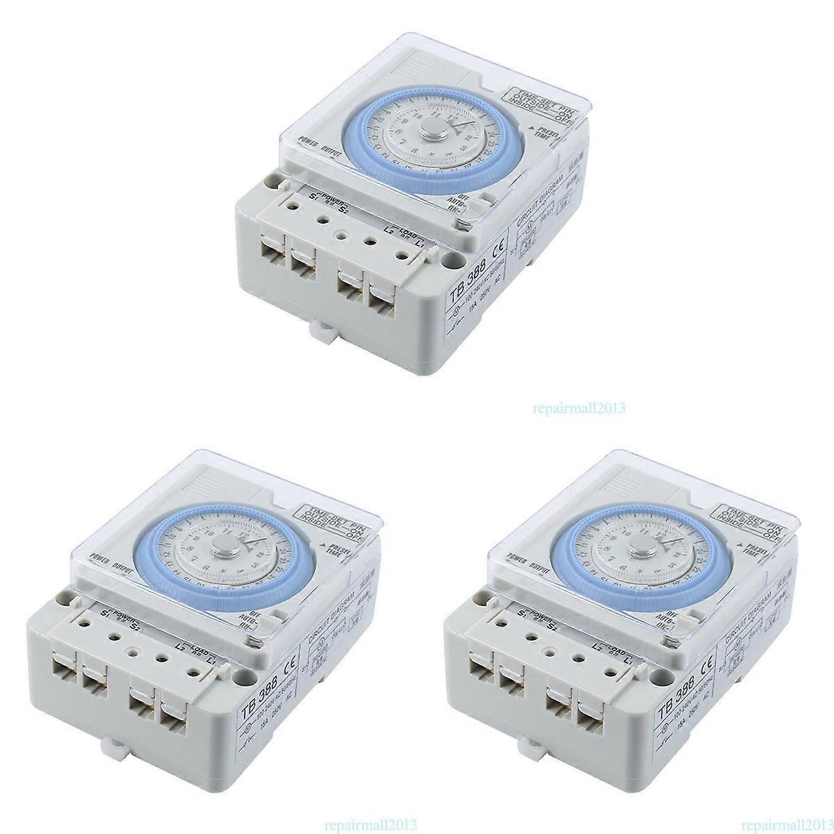 3X TB-388 Rectangle 15 Minutes / 96 Times Switch Timer Without Battery
