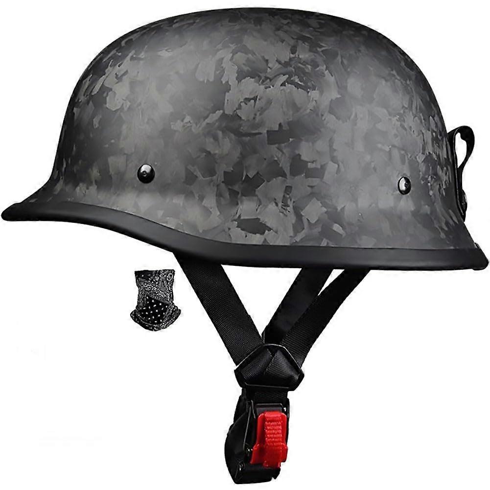 Vintage Leather Motorcycle Half Helmet DOT And ECE Approved ABS Shell, EPS Lining, Open Face With Glasses, 57-63 cm XXL