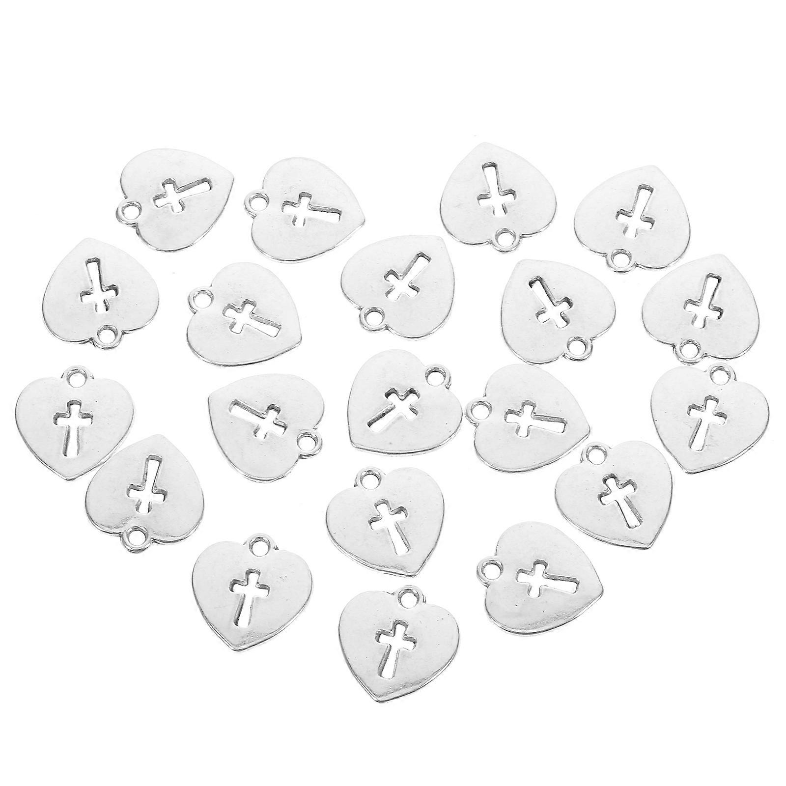 40Pcs Silver Zinc Alloy Heart Pendant Charm for DIY Jewelry Making and Craft Projects