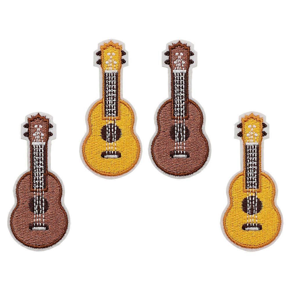 4pcs Adorable Ukulele Embroidery Lapel Pins for Clothing Accessories – Perfect for Students' Casual Wear and Sharing