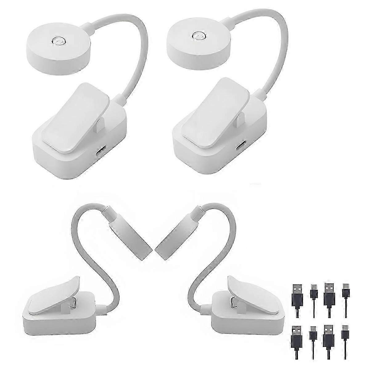 4-Pack Rechargeable Book Lights for Reading in Bed - Portable Clip-On LED Lamps for Nighttime Use and Convenient Lighting
