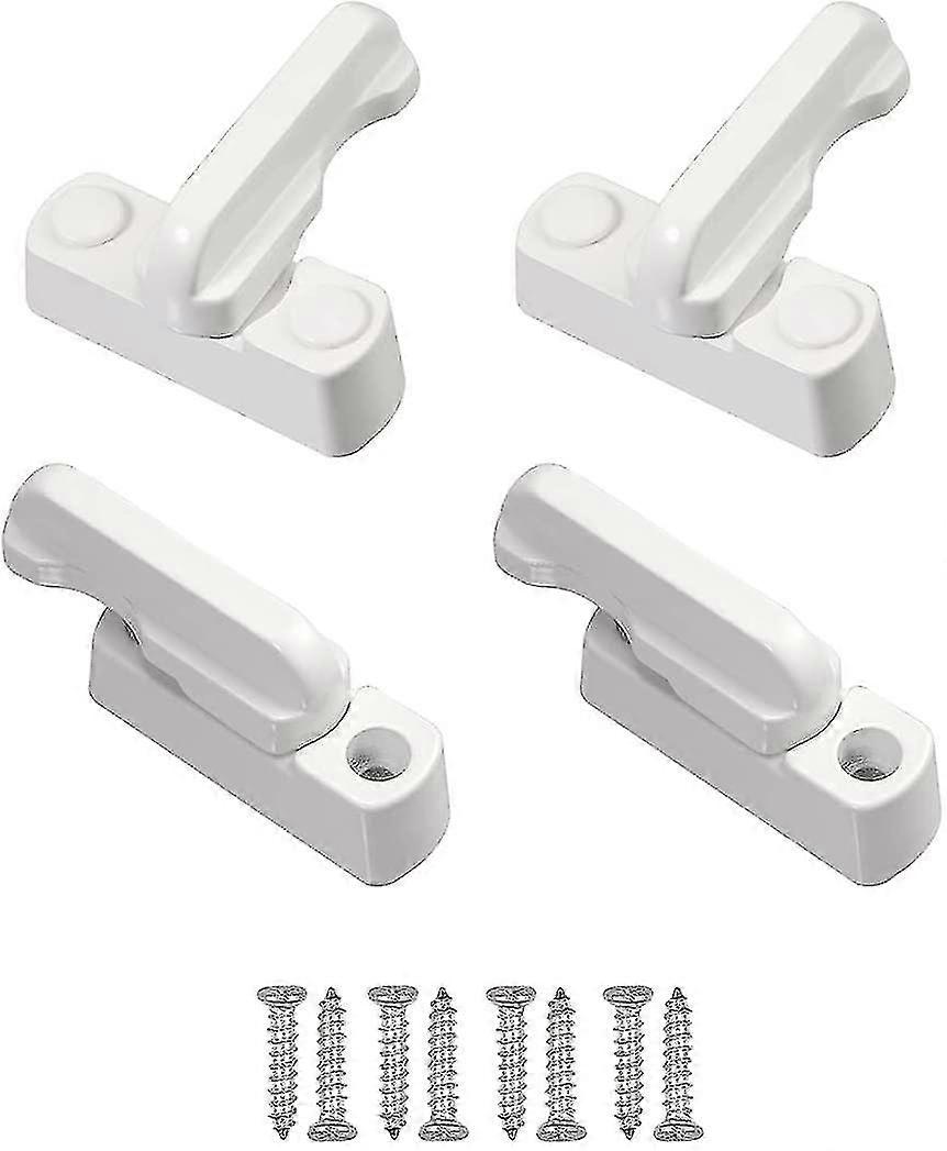 2025 4pcs Security Locks, Window Rotation Limiter With Screws, White Window Locks