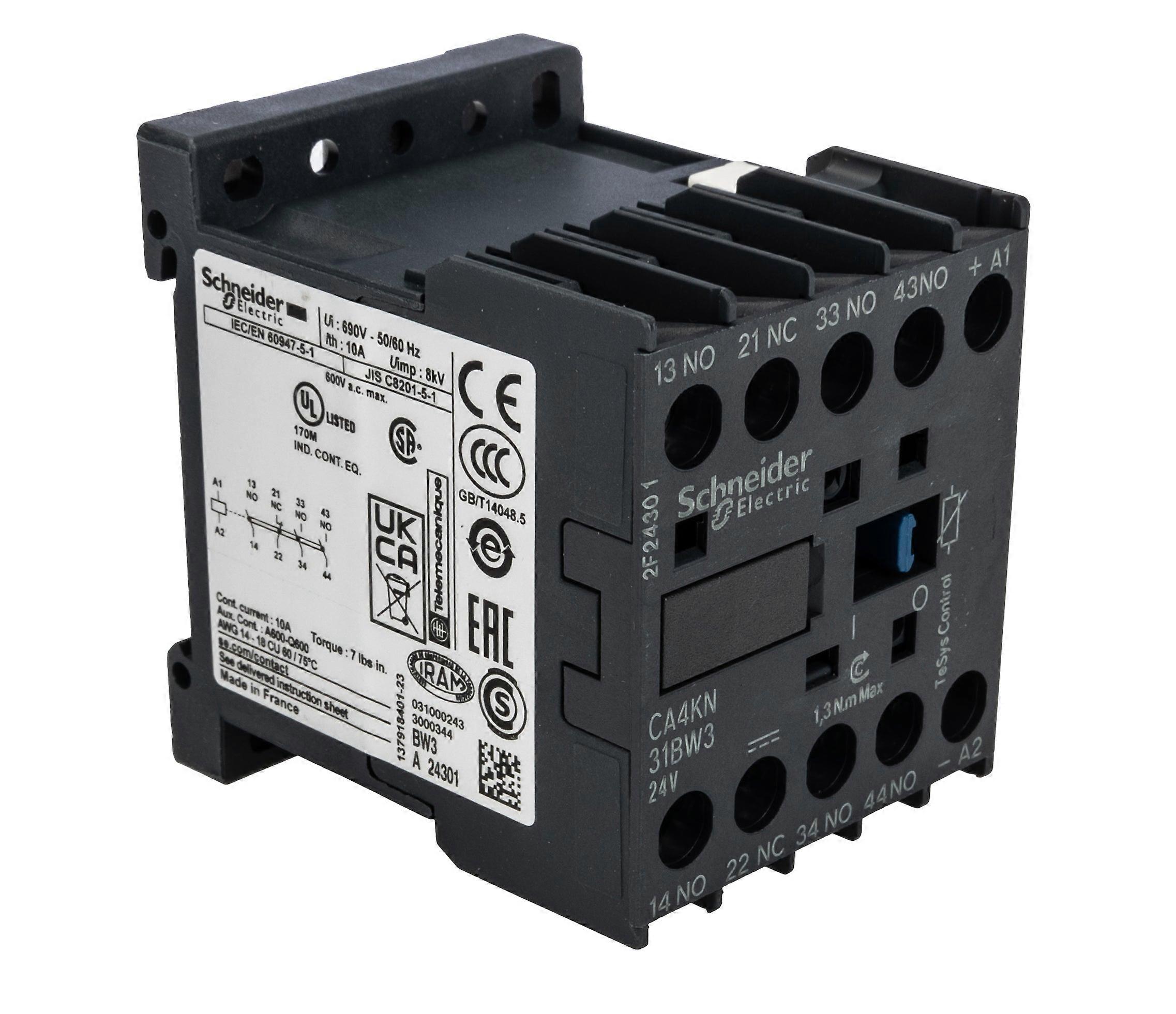 施耐德接触器 10a 690v 交流 3no+1nc Tesys K Ca4kn31bw3
