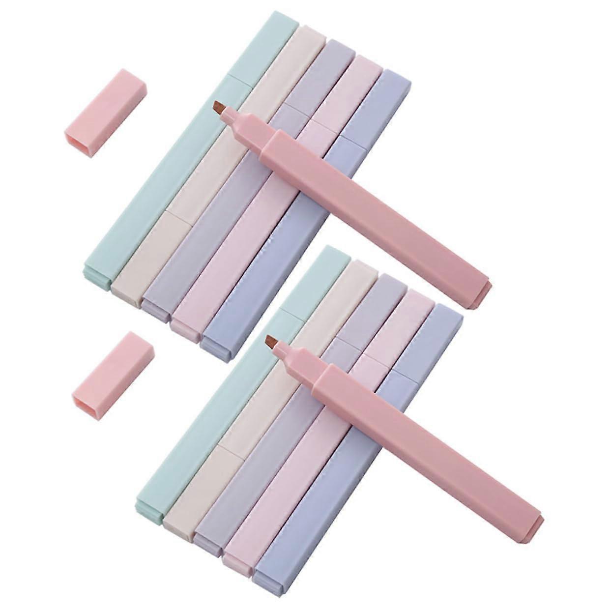 12 Pieces Compact Book Marker Pens for School and Office Quality Highlighter with Chisel Tip Highlighting Important Notes and Documents