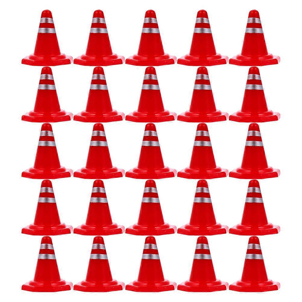 Mini Construction Traffic Cones 25Pcs Traffic Demo Traffic Roadblocks Red Plastic For DIY Sand Table