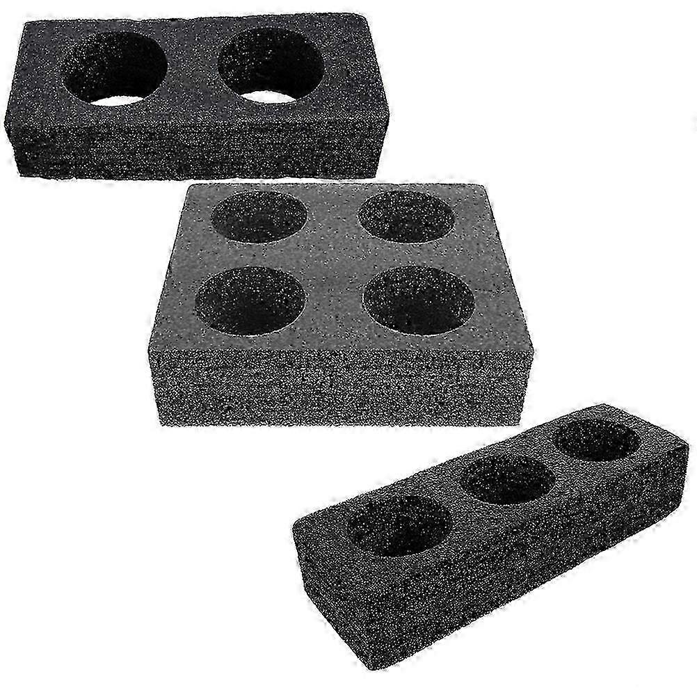 3 pcs Black Foam Cup Holder with Multiple Holes for Drinks Takeout Coffee Carrier