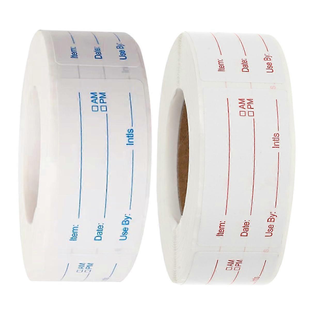 2 Rolls Kitchen Storage Labels For Food With Red And Blue Self-Adhesive Date Labels For Pantry Organization