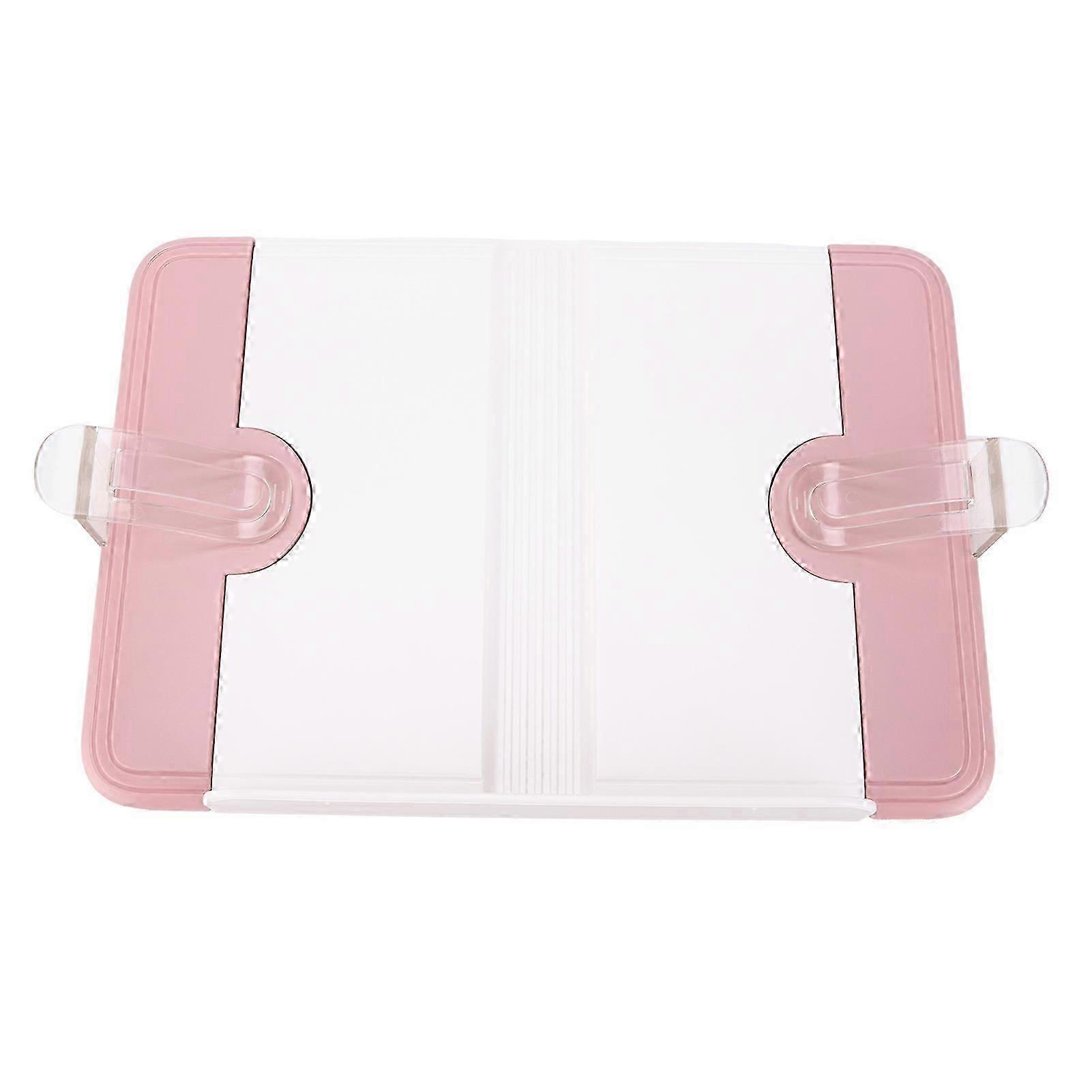 MPRINCE Book Holder for Reading Hands Free Cookbook Holder Adjustable Textbook Stand with Elastic Secondary Book ClipPink