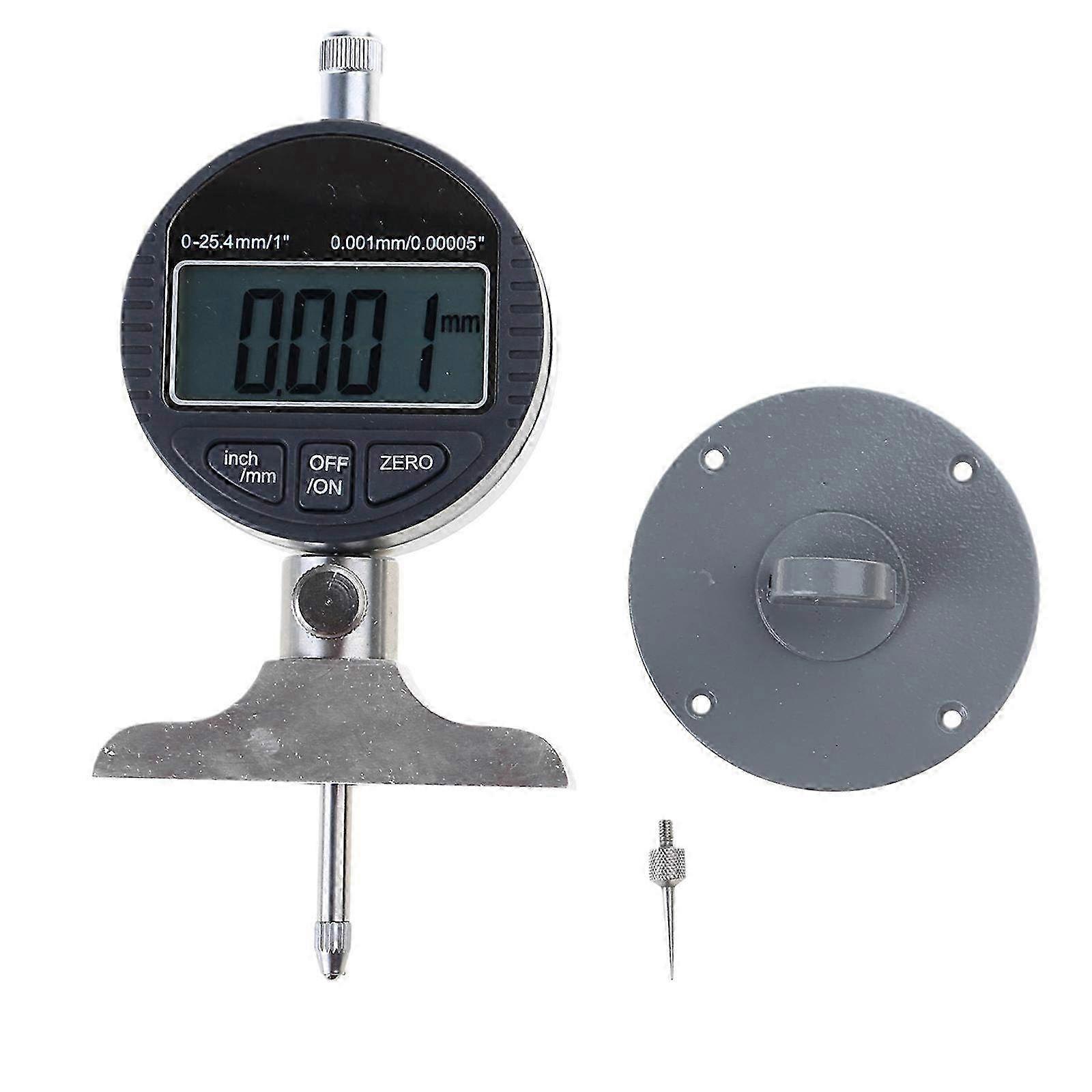 Digital Dial Indicator with LCD Display, 0-25.4mm/1 Inch & 0-12.7mm/0.5 Inch Electronic Test Gauge for Precision Measurement, 25.4mm Small Base