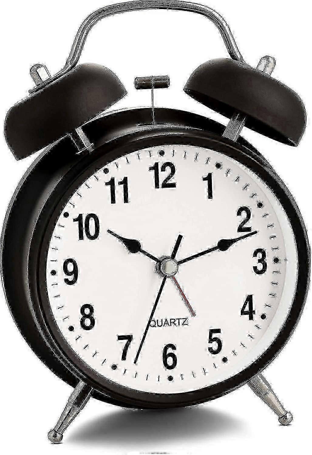 Alarm Clock Extra Loud Twin Bells Retro White Silent Non-ticking