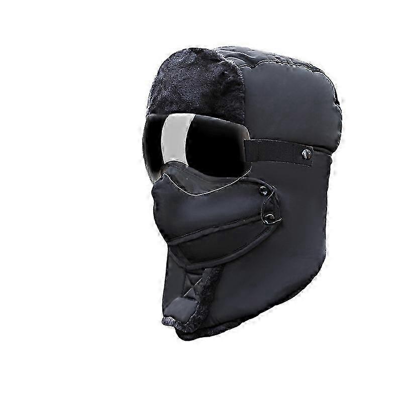 Trooper Trapper Hat,Winter Ski Hat with Winter Ear Flap and Ski Windproof Mask,black