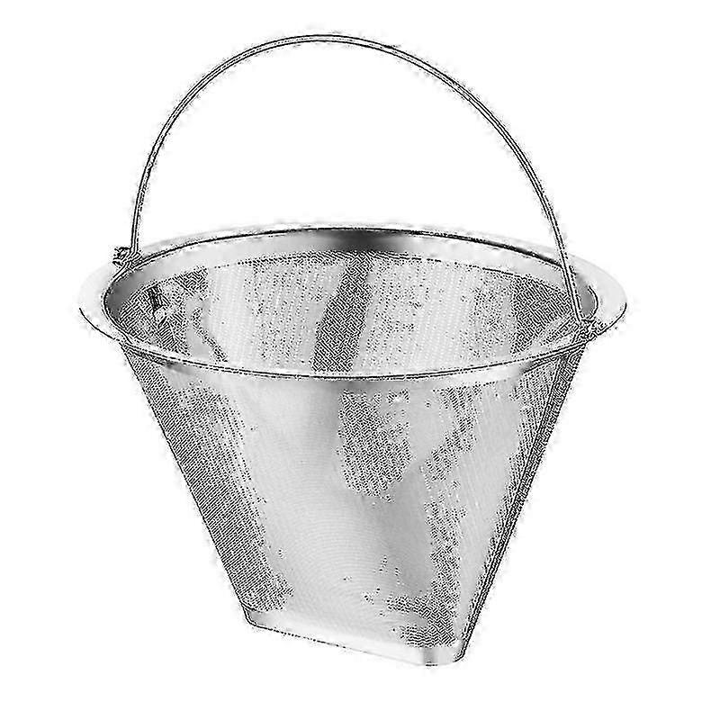 Permanent Mesh Stainless Steel Cone Coffee Filter with Handle - Pour Over Brewing Coffee Filter Silver  A-W