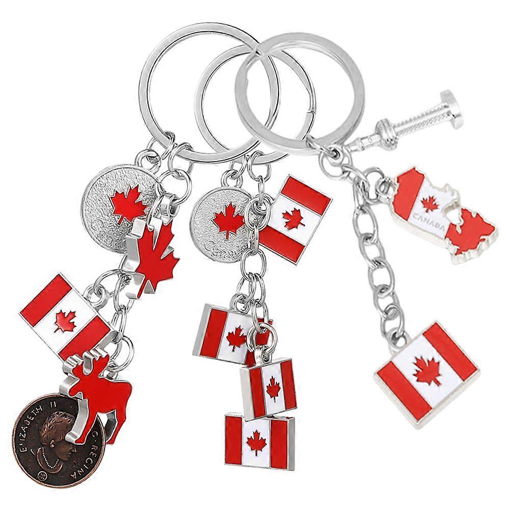 3pcs Canada Maple Leaf Keychains Durable Key Pendants for National Day Celebrations