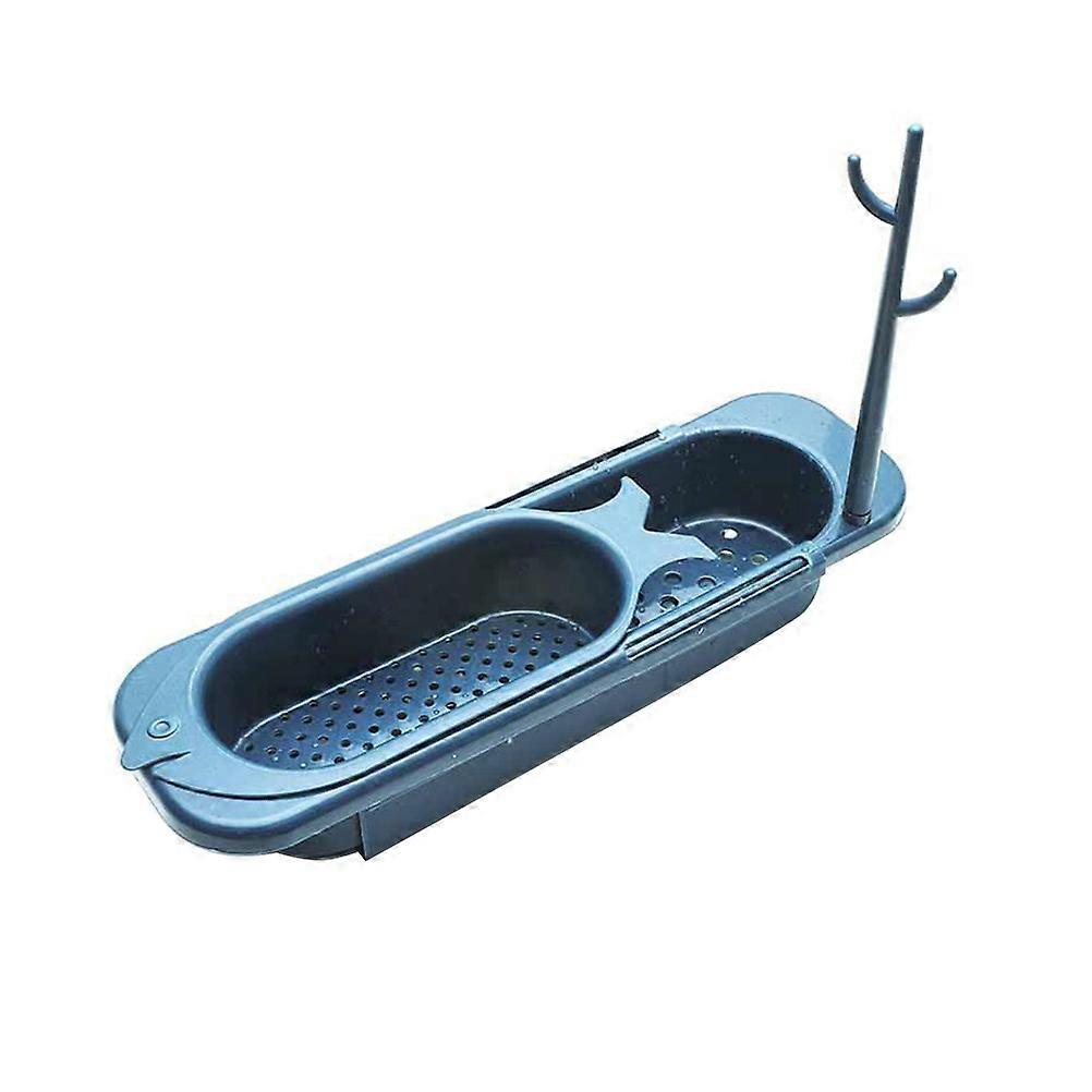 Kitchen Sponge Rack Sink Organizer Kitchen Use Plastic Blue Storage 1Set