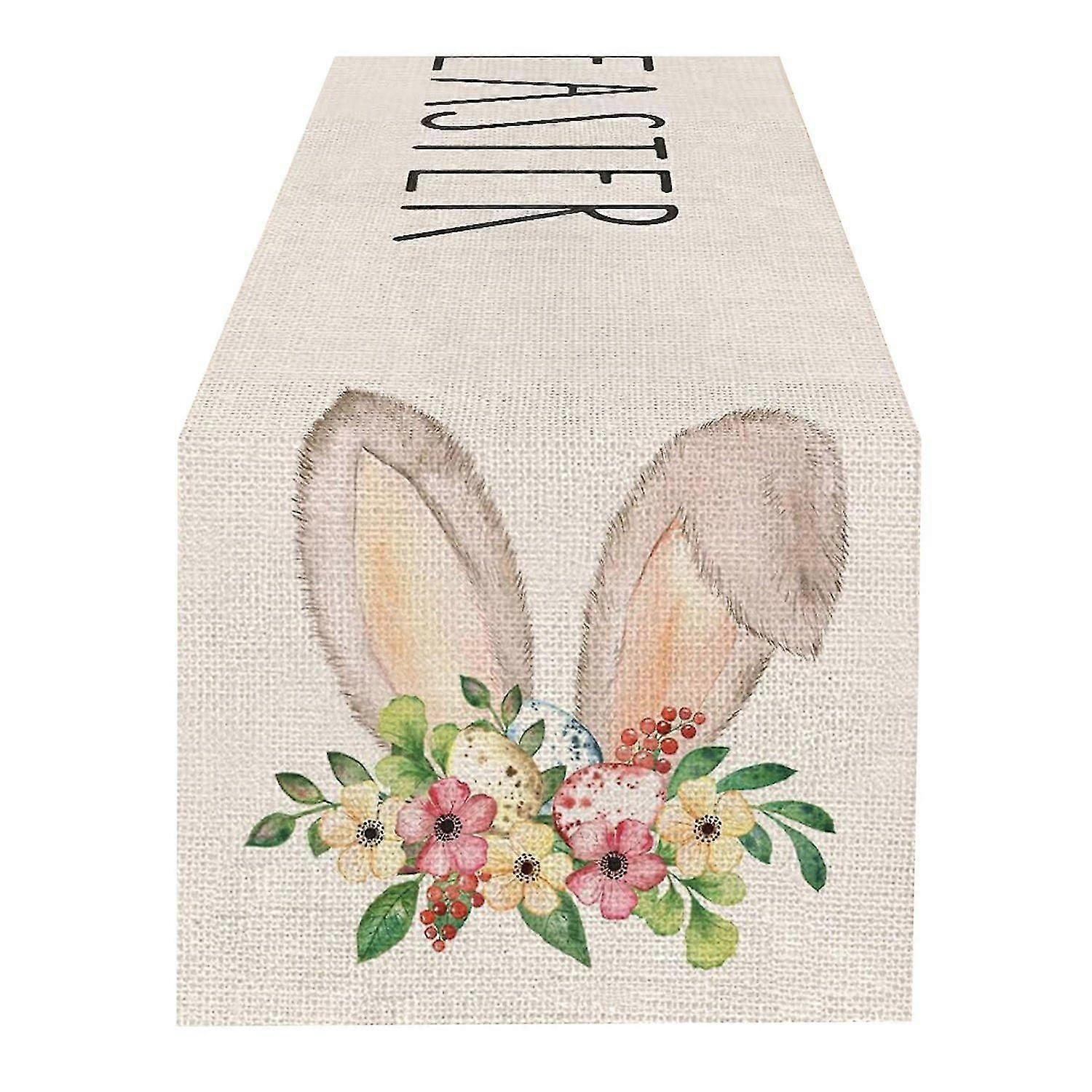 Easter Table Runner Rabbit Pattern Table Cover Reusable Table Protection Mat for Home Holiday Decora