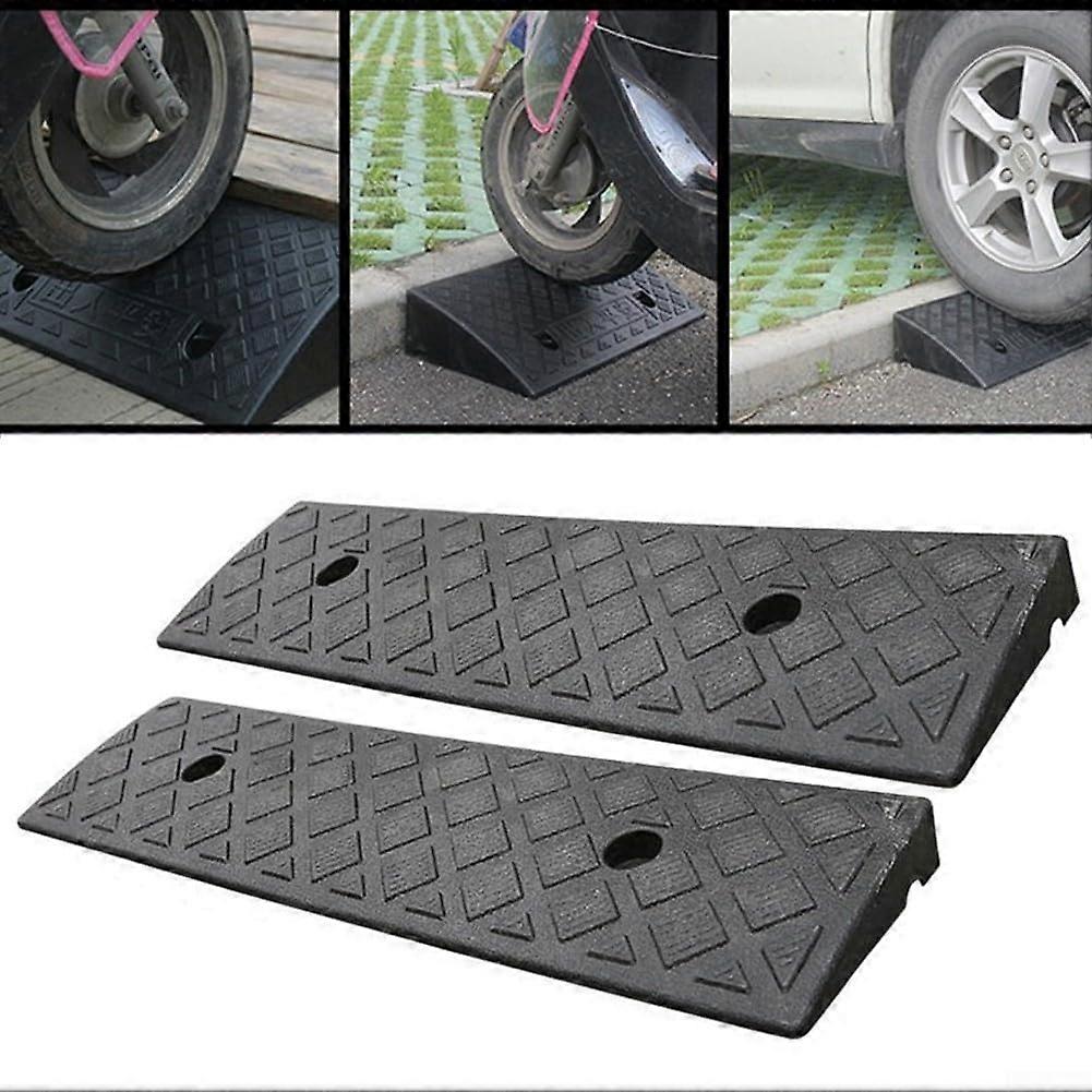 Plastic Kerb Ramp Set NonSlip Threshold Bridge Driveway Riser Black HeavyDuty Grid Design For Cars And Wheelchairs