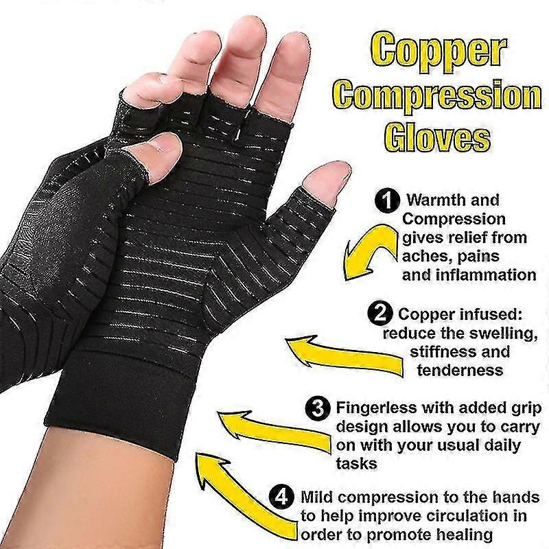 Copper Arthritis Compression Gloves Support Hand Wrist Pain Relief