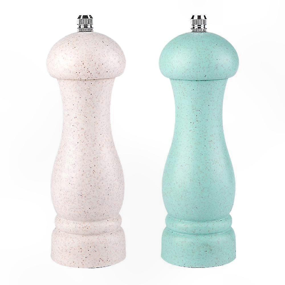 Premium Oak Salt and Pepper Mill Set with Adjustable Grind Settings and Refillable Design