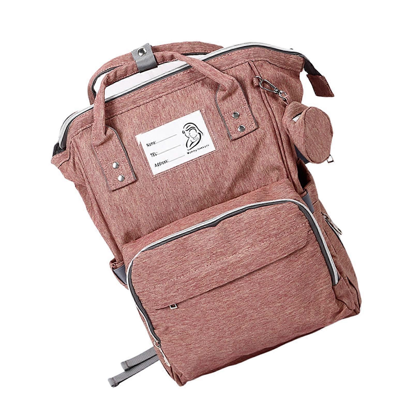 Large Capacity Waterproof Diaper Backpack, Pink Oxford Cloth