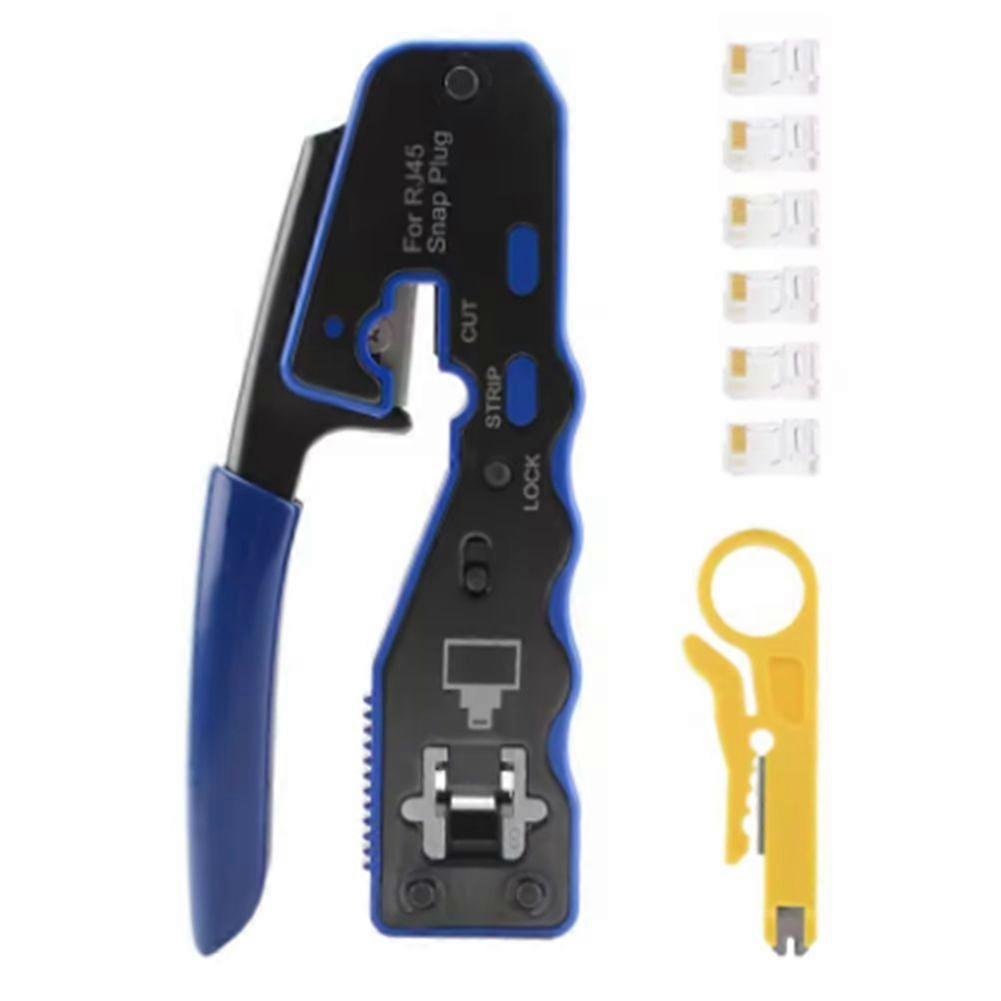 RJ45 Crimp Tool Pass Through Crimper Stripper Cutter for Cat6 Cat5 8P8C Modular Connector Ethernet Wire Tool