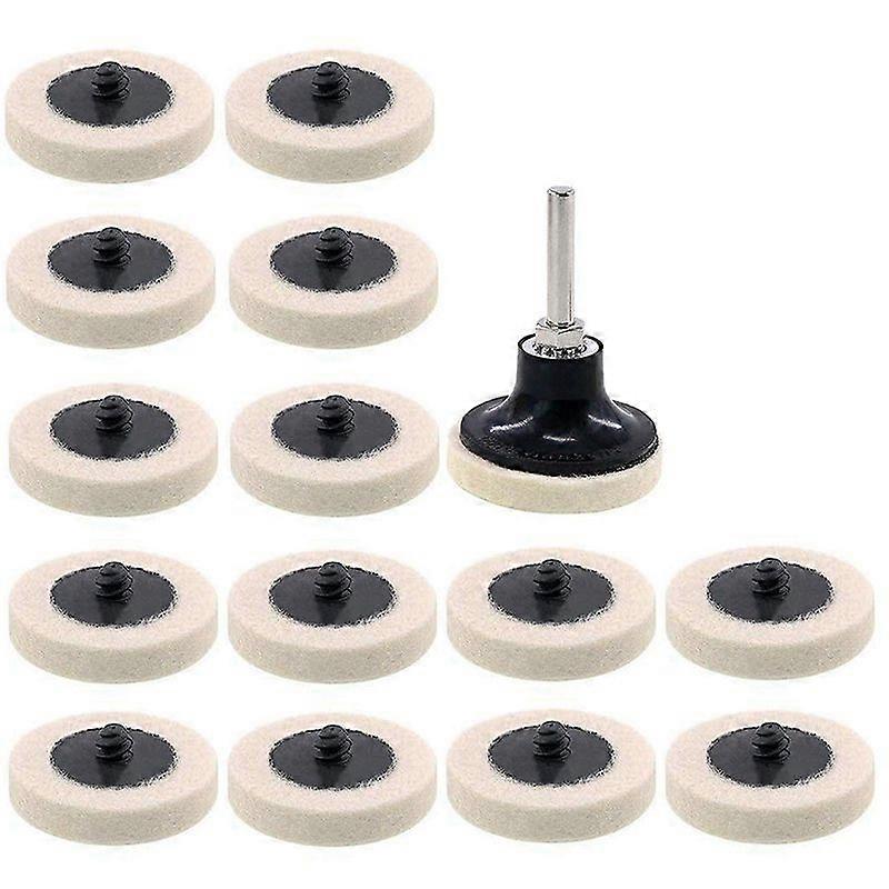 16Pcs 2 Inch Fabric Disc Polishing Buffing Pads Wheels Disc Holder With 1/4 Inch for Cleaning Polis