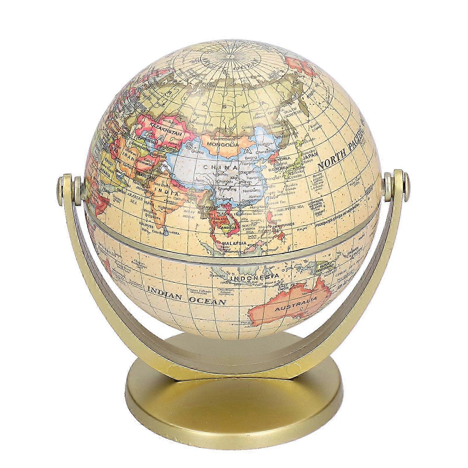 Mini Rotating Earth Globe 3 Inch Desktop World Map Geography Teaching Aid in English
