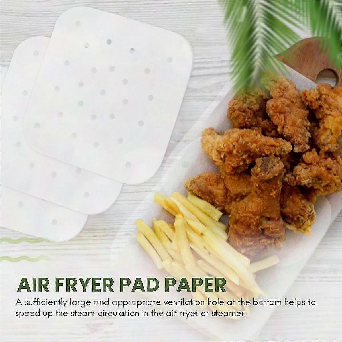 100Pcs Perforated Unbleached Air Fryer Parchment Paper Liners, Square Steaming Baking Sheets for Air Fryers