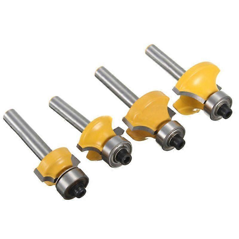 4pcs 1/4" 3/8" 3/8" 1/2" Shank Round Radius 1/2" Router Bit Set for Router Table