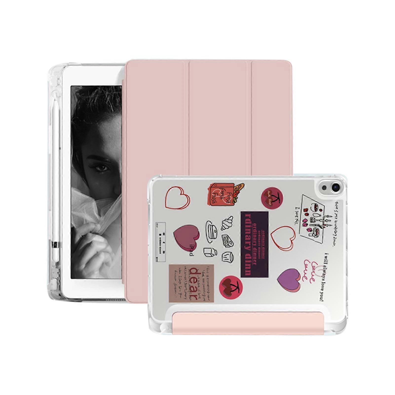 Pink Silicone Case for iOS Tablet 10.5in with Accurate Hole Position and Pencil Holder