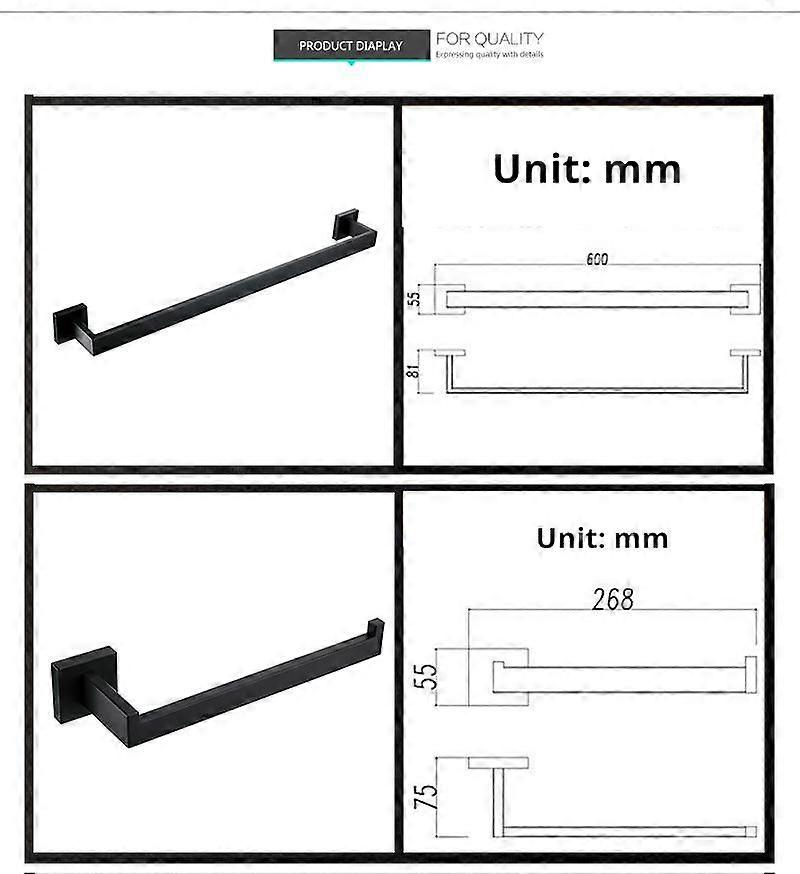 Bathroom Hardware Set Black Robe Toothbrush Holder Bathroom Accessories|Bath Hardware Sets