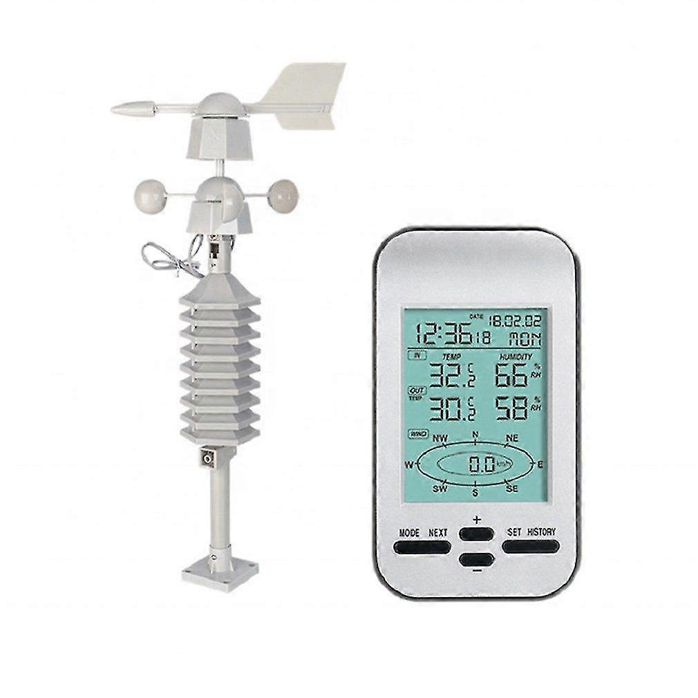 433Mhz wireless weather station clock wind speed direction sensor professional anemometer