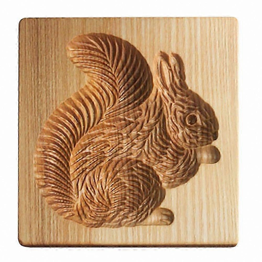 Wooden Cookie Mold for Shortbread, Squirrel Design